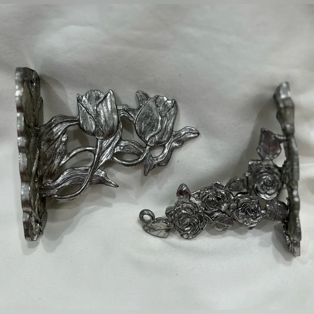 Silver Floral Hanging Wall Brackets